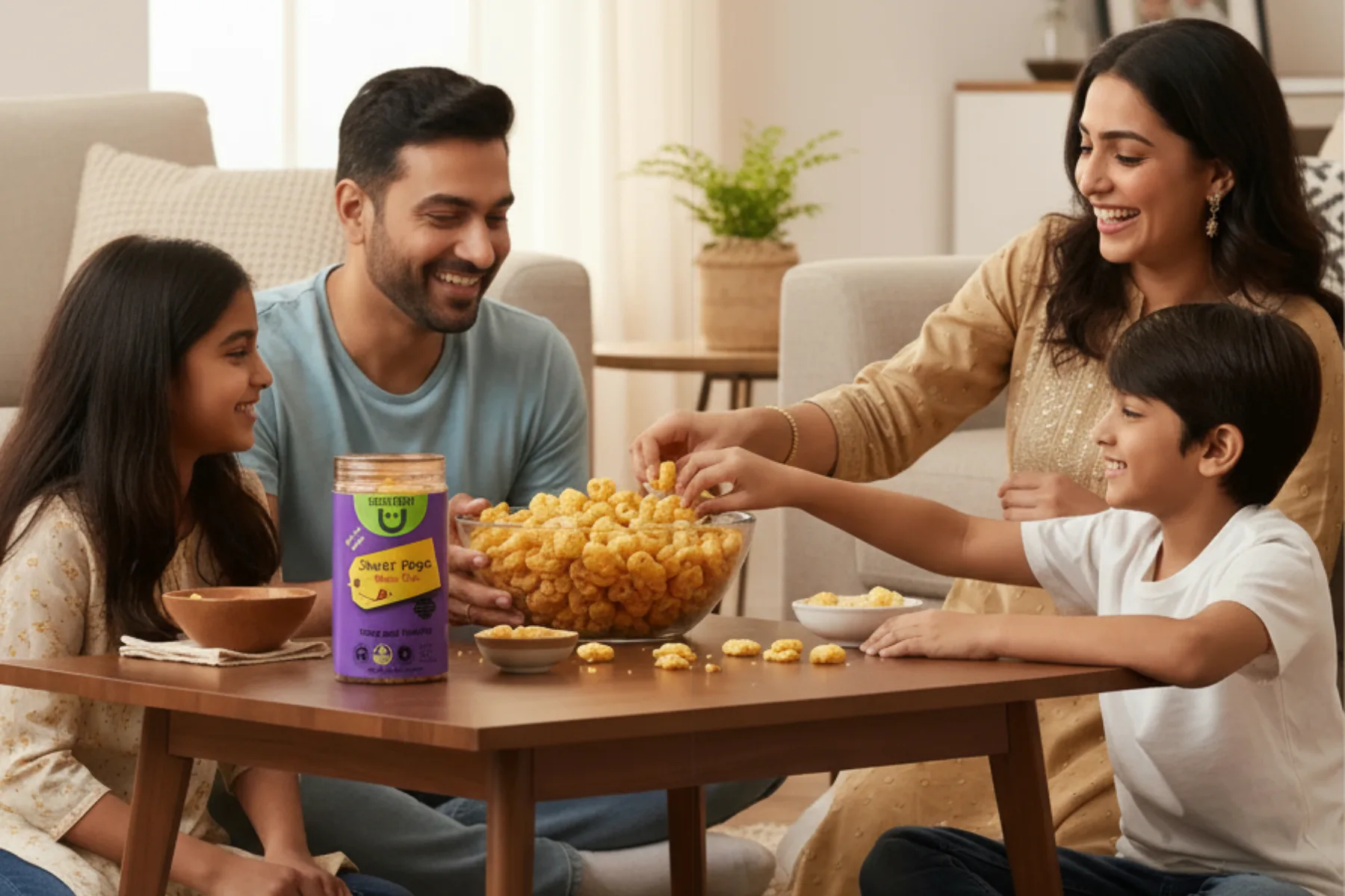 Family enjoying HealthyU snacks